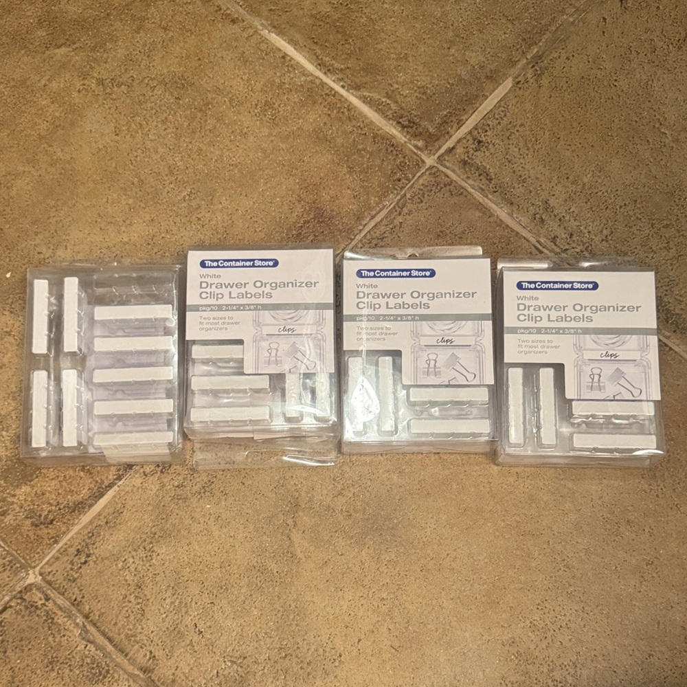 The Container Store White Drawer Organizer Clip Labels s/39